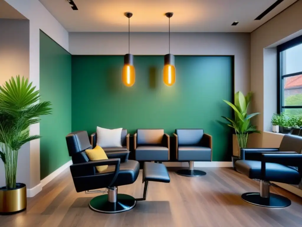 Salón de depilación brasileña: elegancia y serenidad Acogedor salón de espera para depilación con cera brasileña, moderno y tranquilo, perfecto para consejos