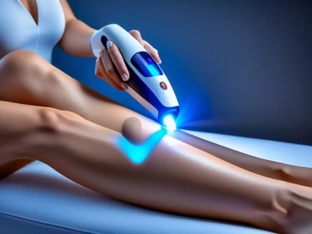 Depilación láser futurista sobre piel suave y sin imperfecciones Avanzada depilación segura en piernas con láser futurista sobre piel suave y sin imperfecciones