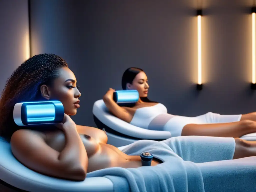 Tratamiento de depilación con sonido: diversidad y tecnología futurista Una avanzada depilación con sonido innovadora en un spa futurista