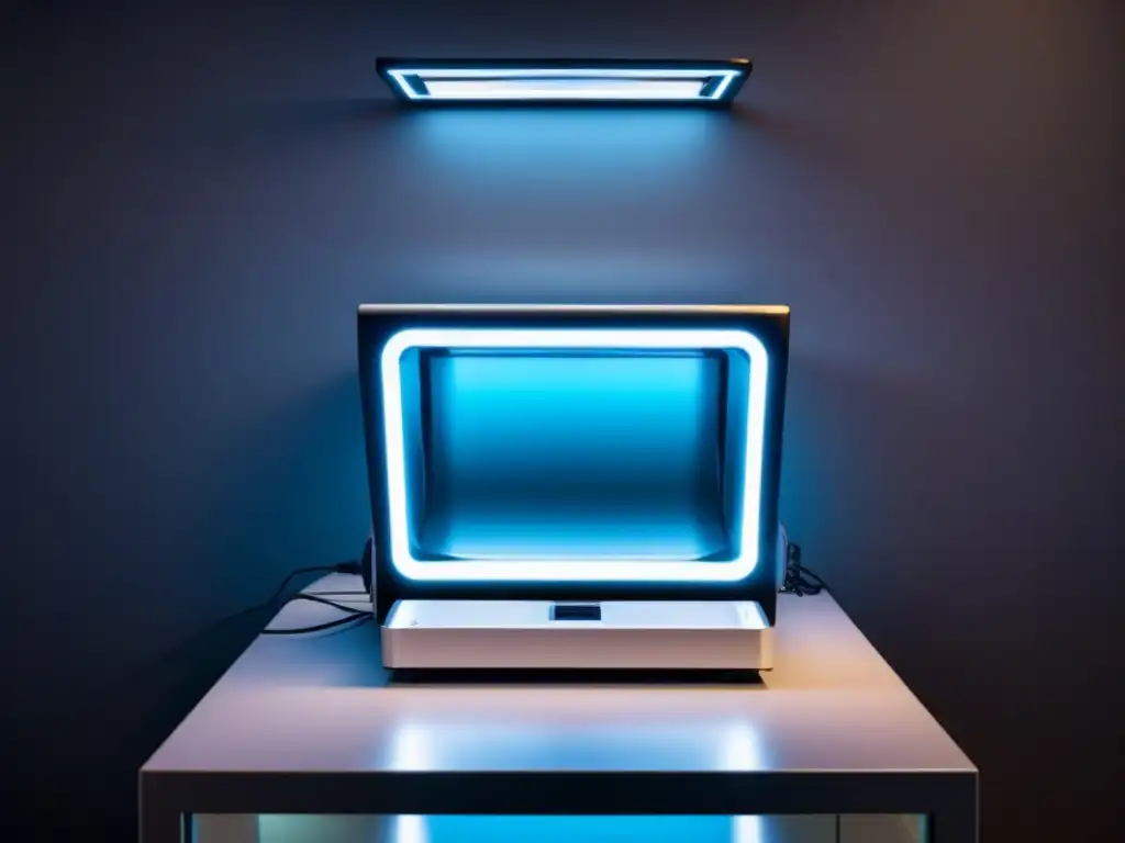 Electrolisis de última generación en un salón de belleza futurista Avanzada máquina de electrólisis en salón futurista; luces suaves resaltan estética moderna y profesional