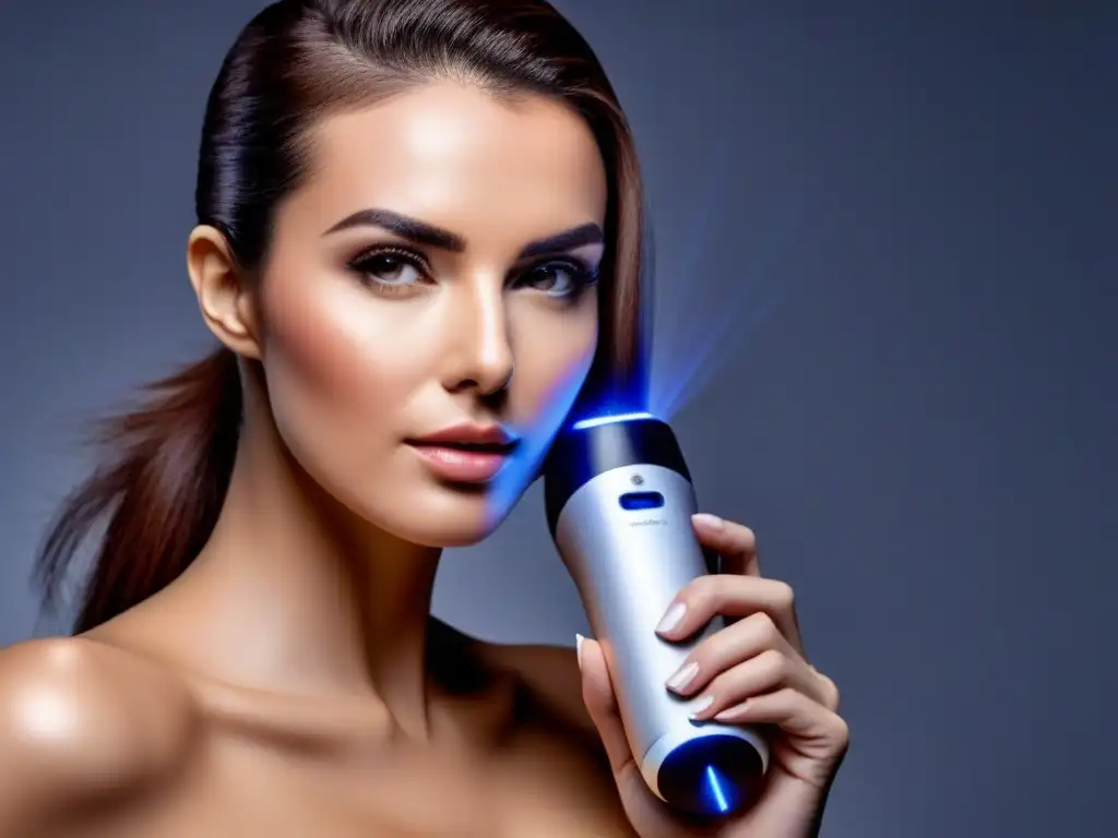 Avanzado dispositivo de fotodepilación con tecnología innovadora en un fondo blanco