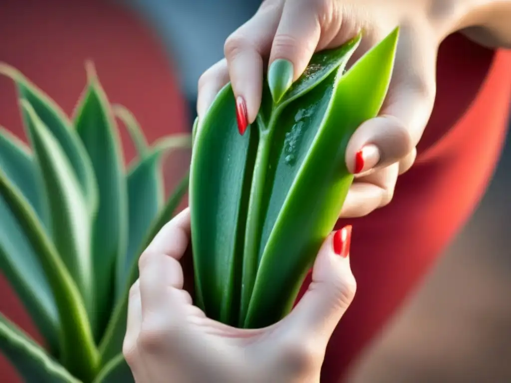 Aloe vera calmante aplicado con suavidad en piel irritada, mostrando su textura y aliviando, ideal para cuidados piel depilación mala experiencia