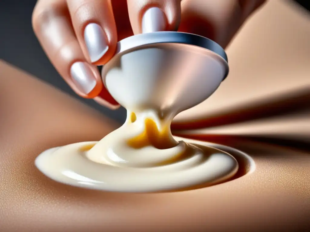 Crema depilatoria de lujo, piel suave y perfecta Una crema depilatoria de alta calidad siendo aplicada en piel suave y radiante