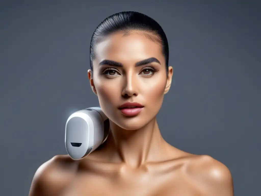 Depiladora eléctrica para piel sensible: diseño elegante y preciso Una depiladora eléctrica elegante y moderna para pieles atópicas, con materiales suaves y cuchillas precisas