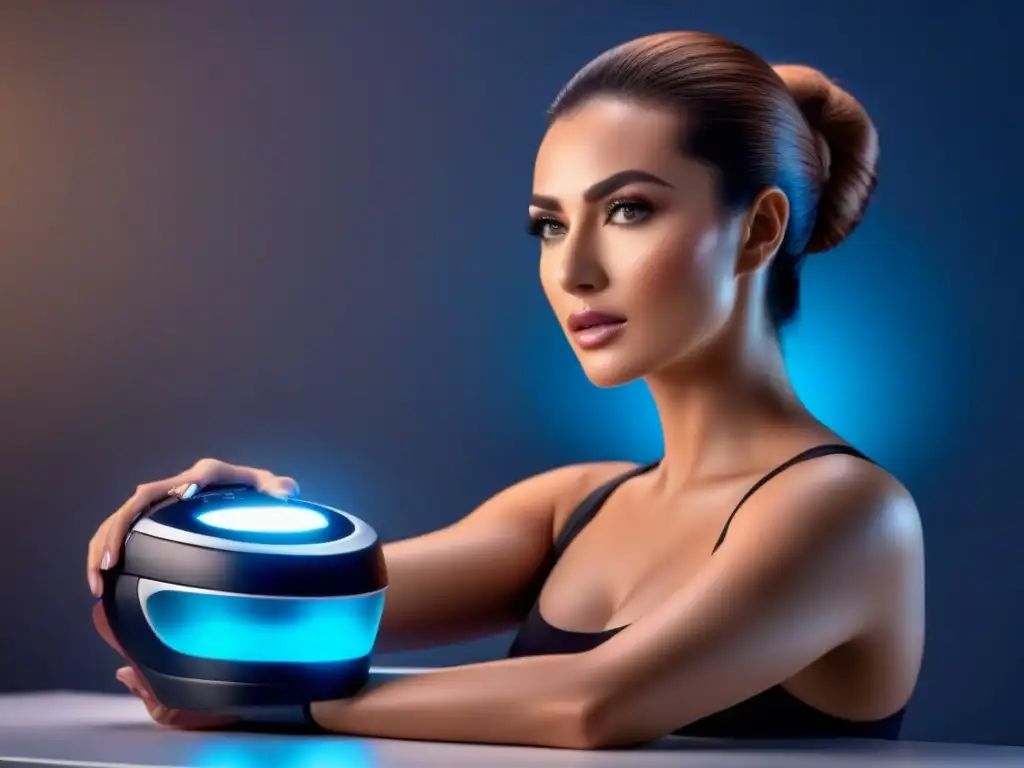 Depiladora eléctrica 8k ultra detallada: versatilidad y tecnología avanzada Una depiladora eléctrica futurista con funciones accesorios avanzados, en un ambiente moderno y profesional