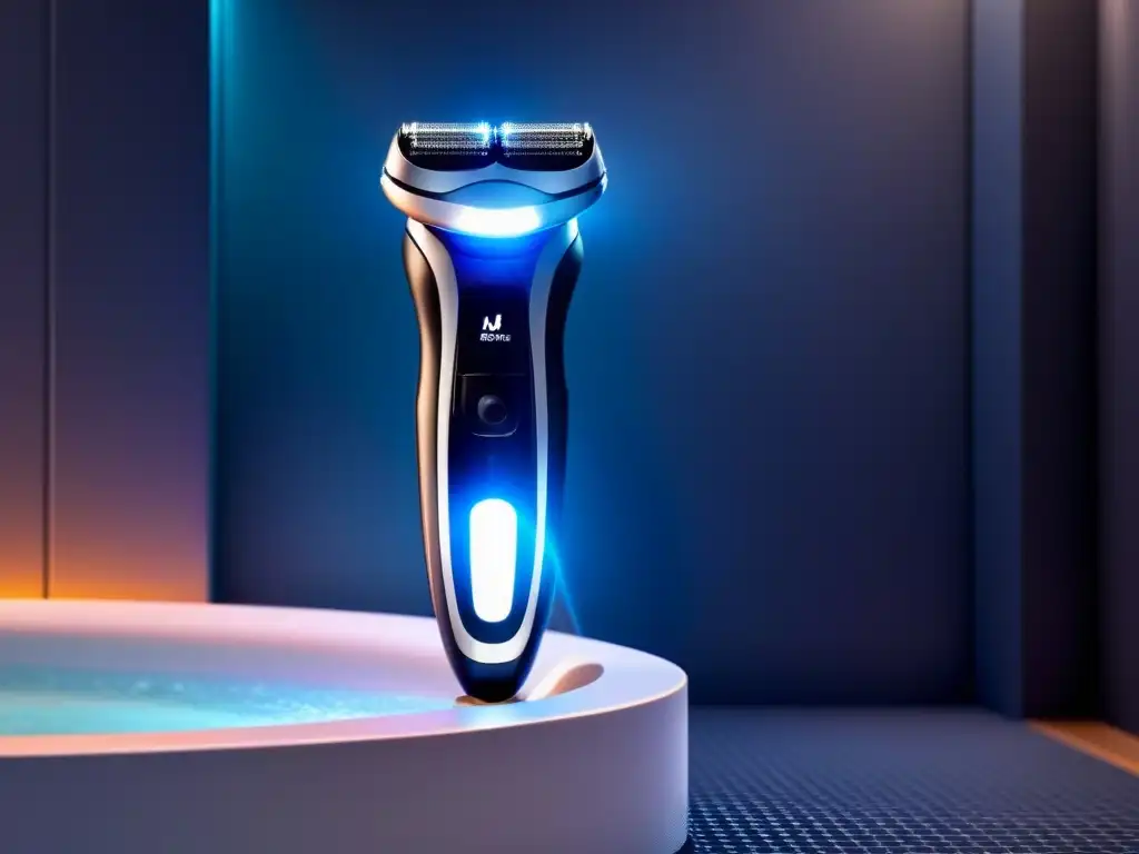 Depiladora eléctrica futurista en baño de alta tecnología