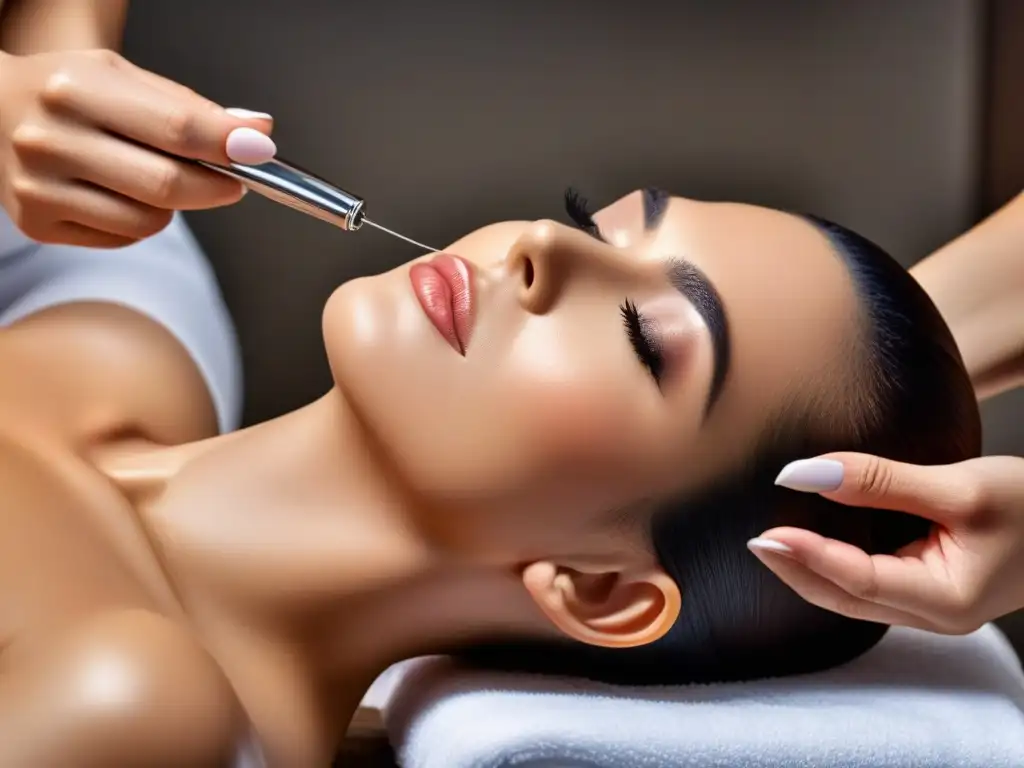 Detalle de depilación con hilo en spa: técnica tradicional con ventajas sobre otros métodos