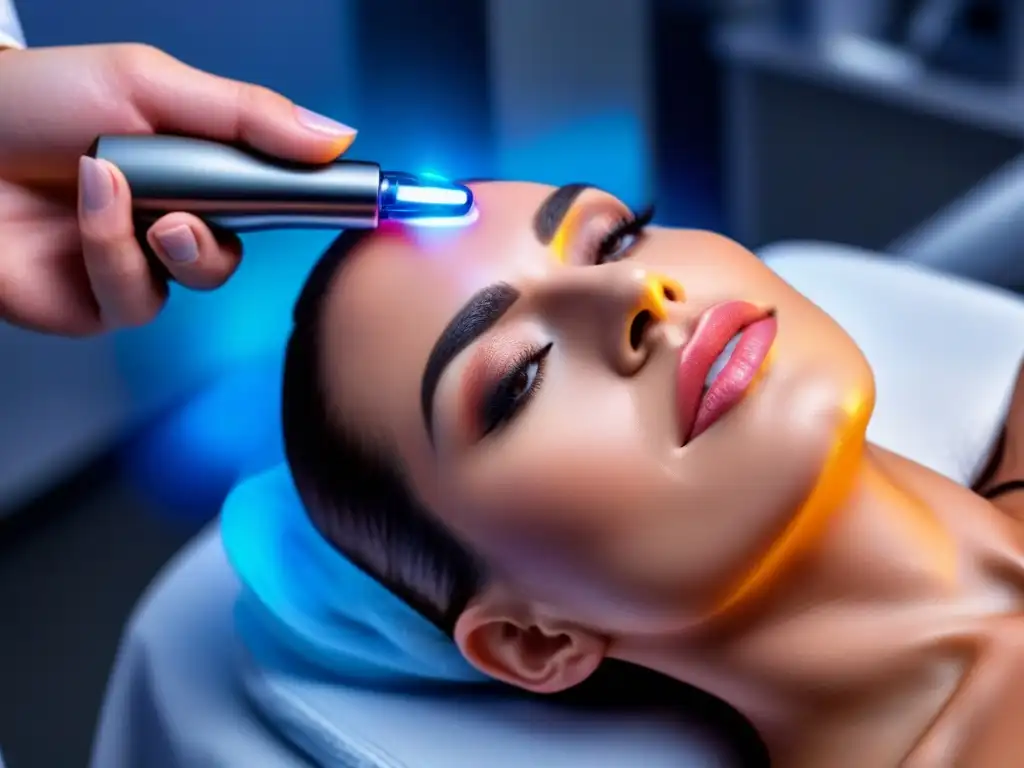 Electrólisis capilar: proceso detallado con tecnología moderna Detalle de electrólisis para depilación: efectivo y preciso en un entorno futurista de salón