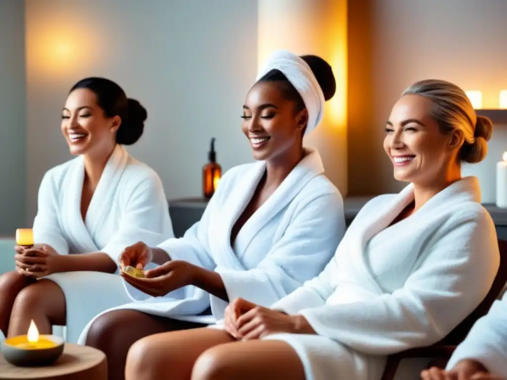 Spa relajante: Diversidad disfrutando tratamientos de belleza Un día de spa relajante y lleno de camaradería, donde personas de todas las edades y géneros disfrutan de tratamientos de belleza juntos