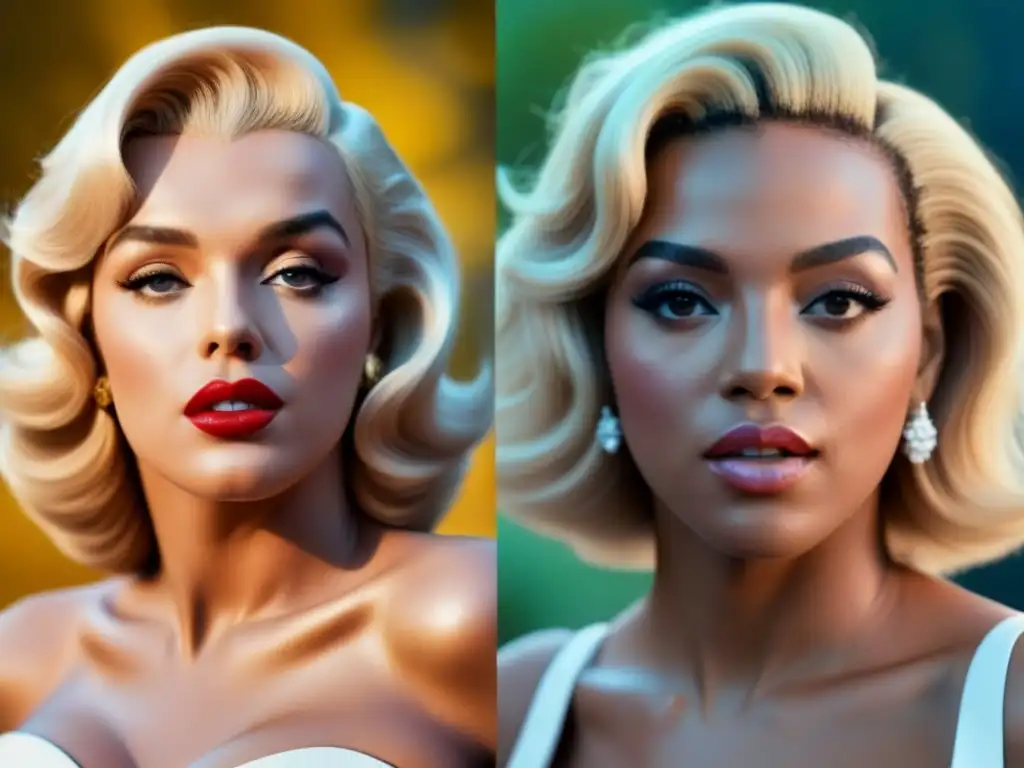 Comparación estilizada entre iconos de la cultura pop de distintas épocas resaltando la evolución de la belleza y la depilación en la cultura pop