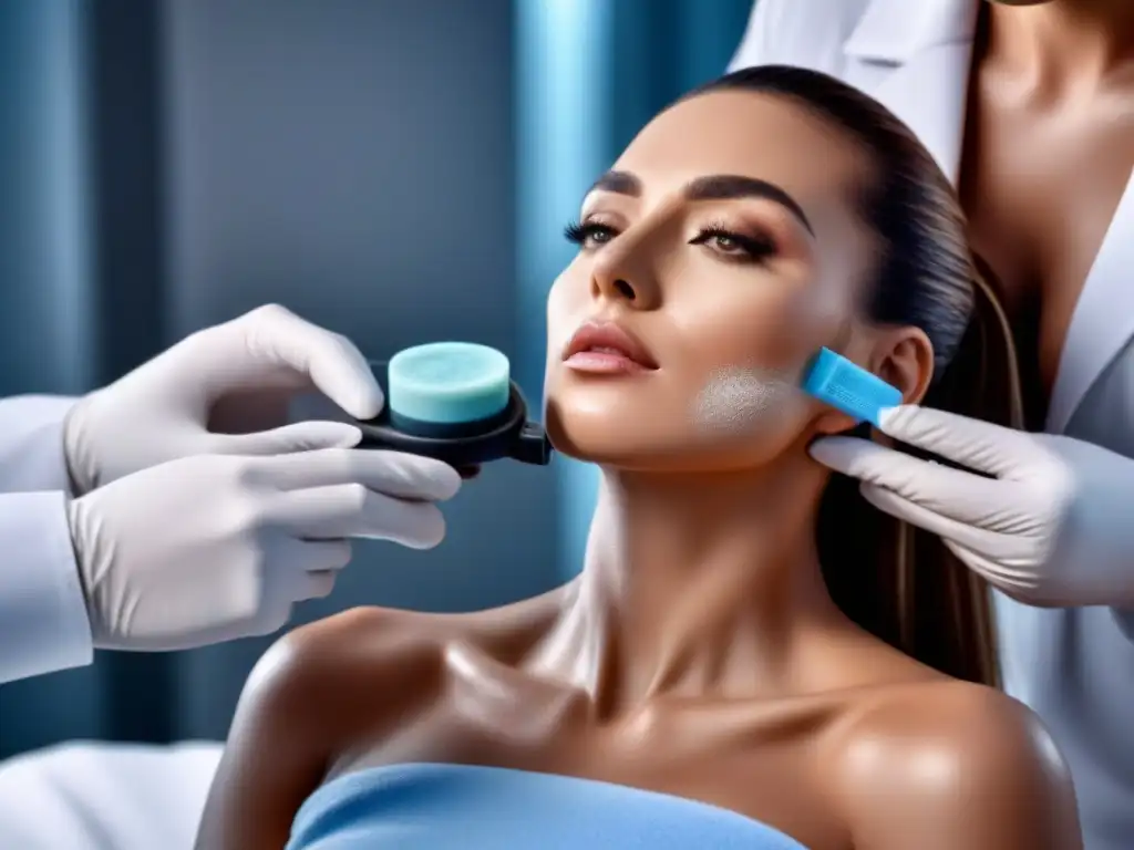 Exfoliación química suave: Proceso experto de preparación para depilación Un experto aplica exfoliante químico suave antes de depilación