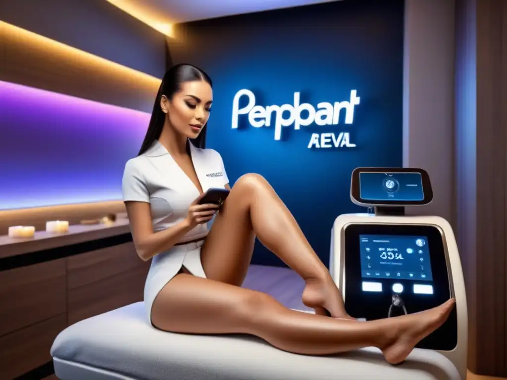 Fascinante máquina láser de depilación definitiva en un elegante spa, reflejando tecnología avanzada y precisión en métodos permanentes
