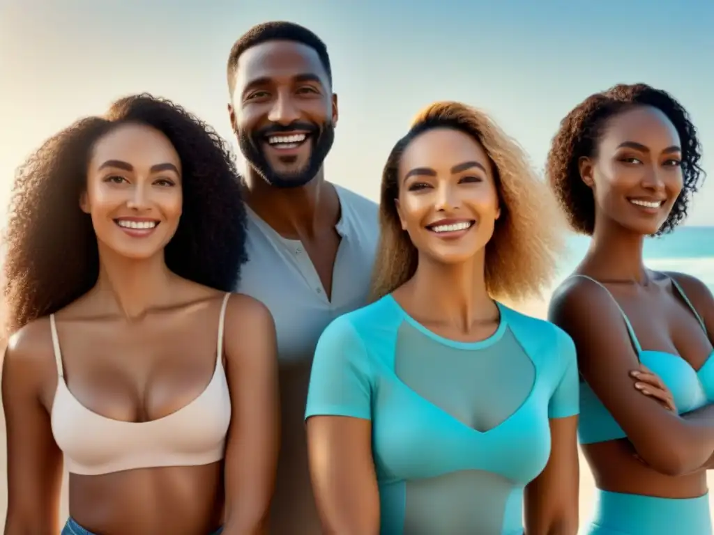 Grupo diverso muestra piel suave y sin vello tras usar producto depilación