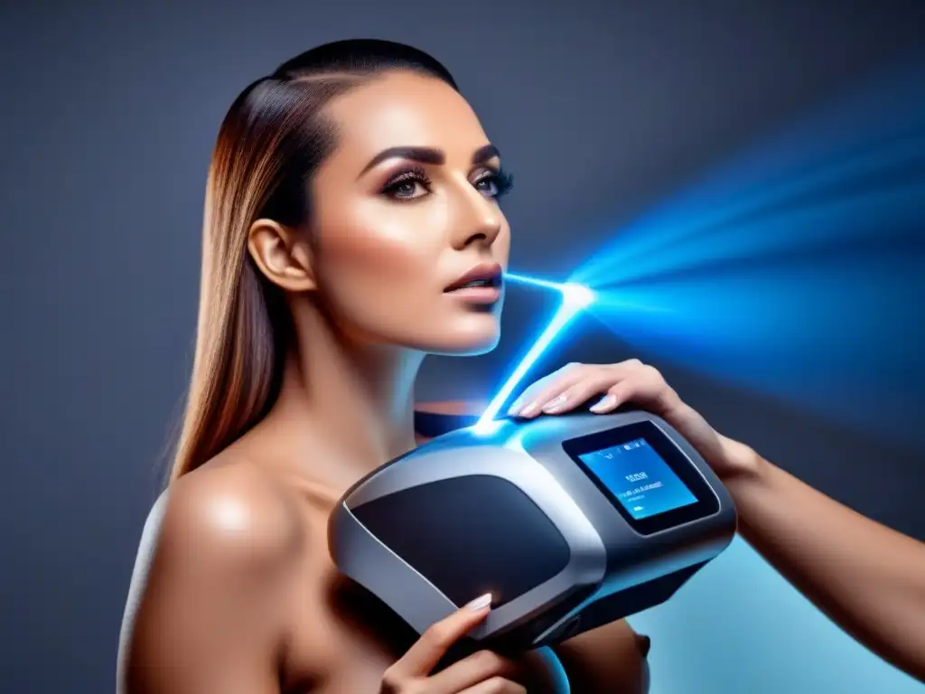 Avanzada tecnología: Máquina láser de depilación en acción Increíble avance en depilación láser: máquina de última tecnología en acción, con diseño sofisticado y componentes detallados