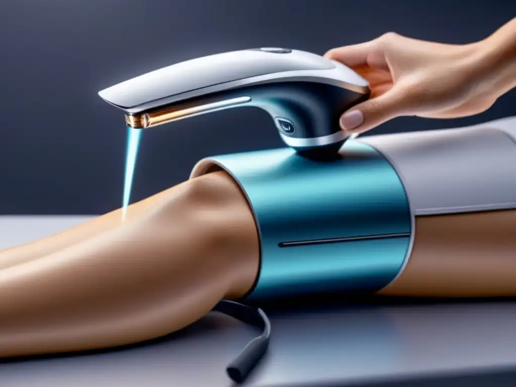 Depiladora eléctrica futurista de alta tecnología para 2024 'Innovadora depiladora eléctrica de alta tecnología para uso frecuente en 2024, diseño ergonómico y cabezal de precisión en iluminación suave