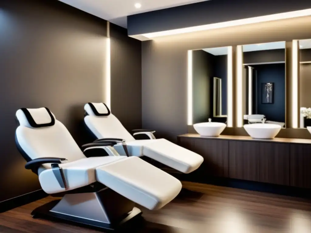 Salón de lujo con máquina de depilación láser y diseño moderno Un lujoso salón de belleza con decoración moderna y máquina de depilación láser de alta gama