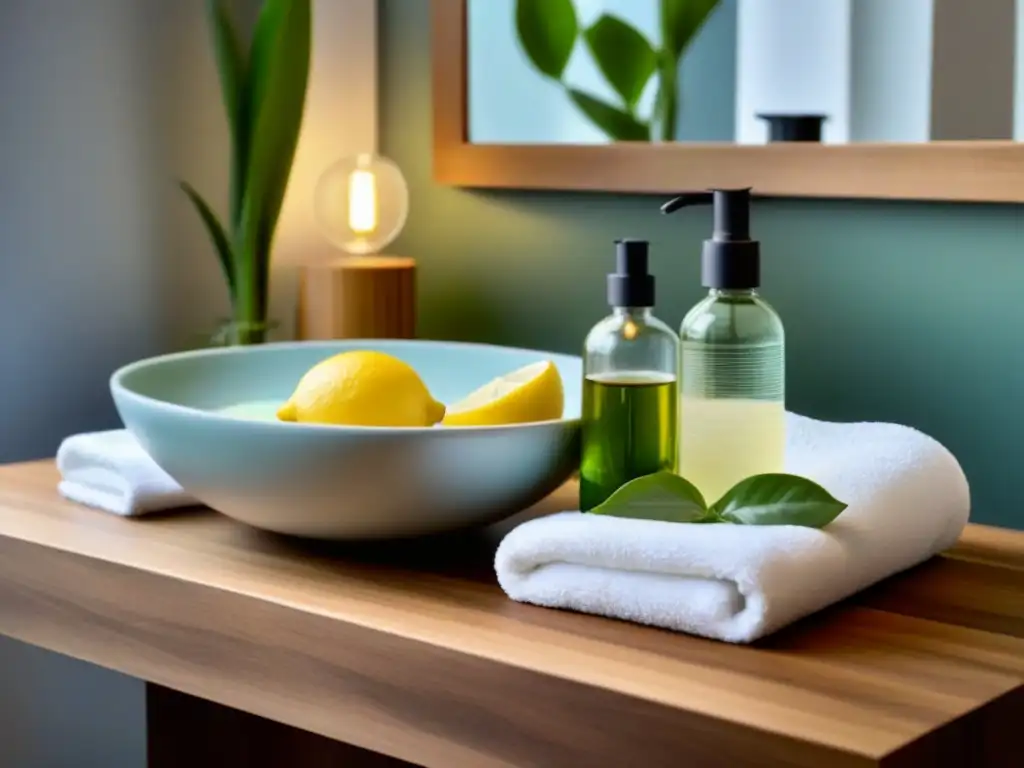 Un oasis de tranquilidad en un spa moderno con tónicos naturales para el cuidado de la piel y la depilación