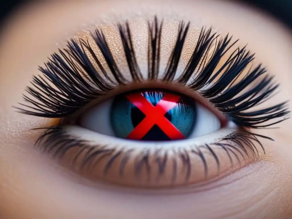 Prevención del crecimiento del vello post-depilación: Detalle de un folículo piloso magnificado con una marca X roja