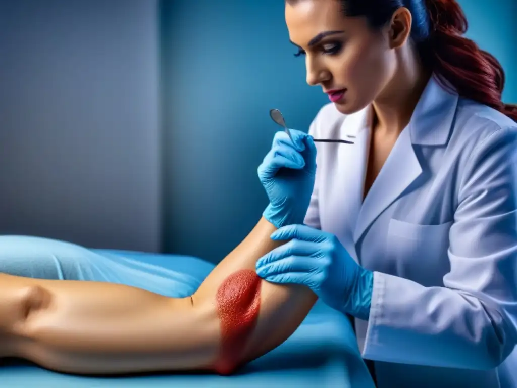 Profesional aplicando cera para acné en brazo con técnica cuidadosa y precisa