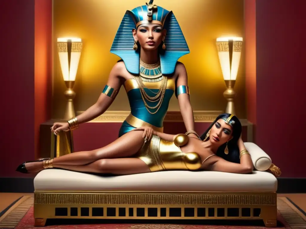 Ritual de depilación de Cleopatra: lujo egipcio Cleopatra en ritual de depilación en el Egipto Antiguo, rodeada de lujo y belleza ancestral