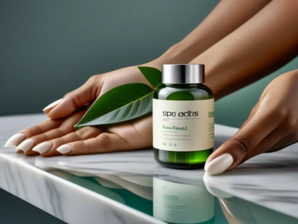 Exquisita depilación natural en spa de diseño minimalista Rutina depilación cuidado piel: Manos aplicando suavemente crema depilatoria en pierna