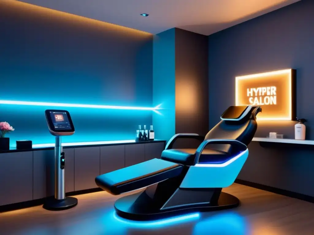 Un salón de belleza futurista con tecnología IA para depilación personalizada