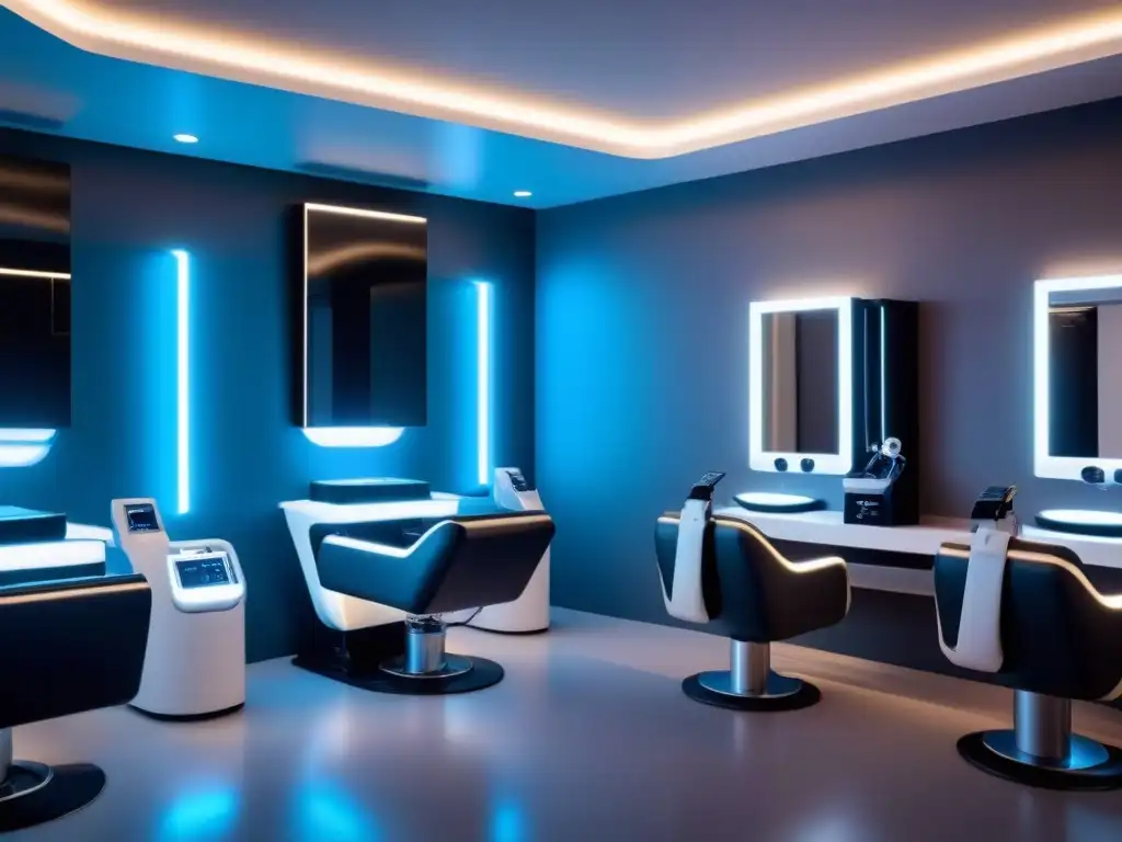 Salón de belleza futurista con tecnología láser avanzada Un salón de belleza futurista con equipos de fotodepilación de vanguardia