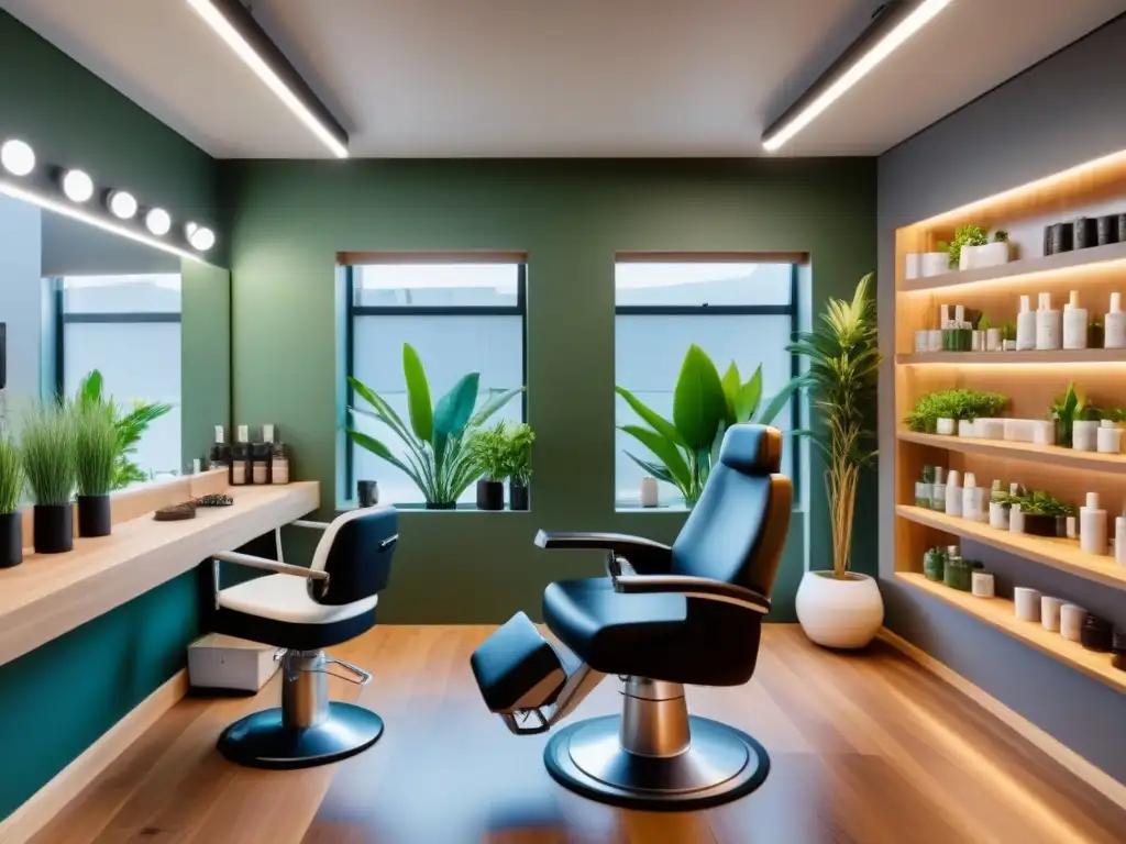 Un salón de belleza sostenible con depilación eco-friendly en un ambiente moderno y elegante