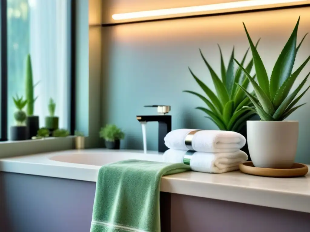 Spa postdepilación: oasis de relajación y cuidado de la piel Spa casero con remedios naturales para la piel postdepilada como gel de aloe vera y aceite de lavanda, iluminado por luz suave y natural