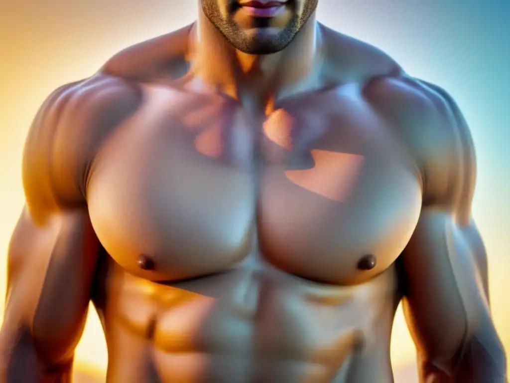 La suavidad de una depilación masculina métodos efectivos en un pecho recién depilado, piel brillante y sin vello visible