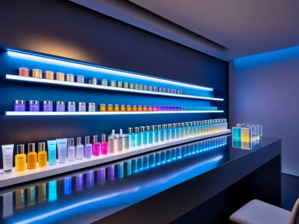 Innovación en depilación: laboratorio de belleza futurista Vista detallada de laboratorio de cremas depilatorias futuristas